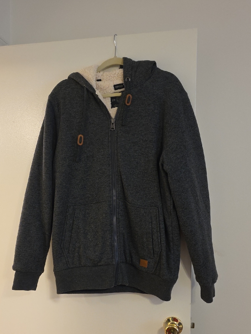 Buffalo David Bitton Dark Gray Sherpa-Lined Zip Hoodie